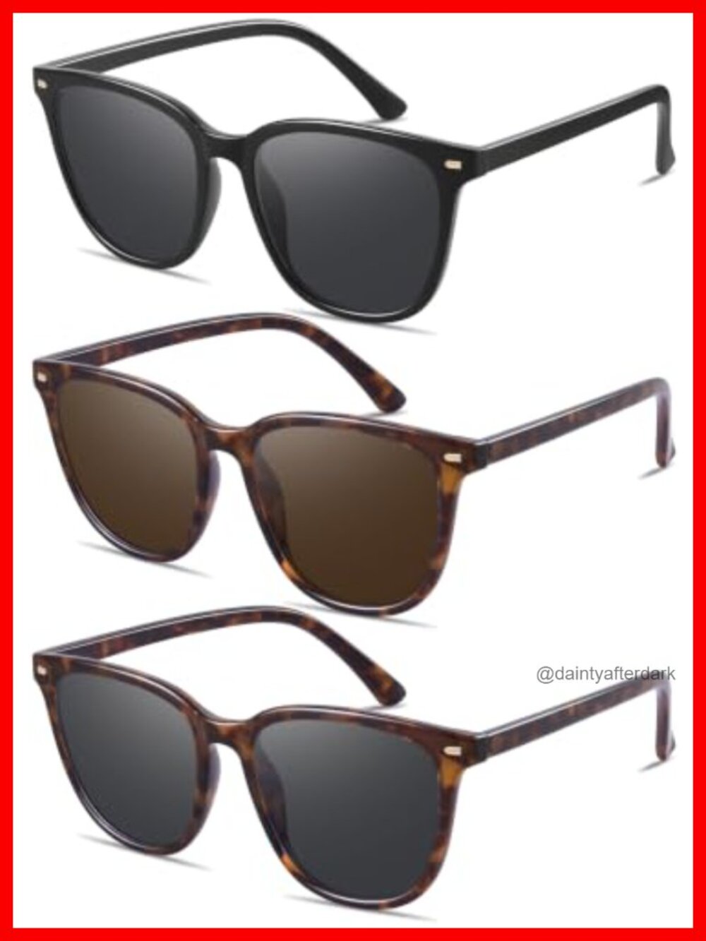 3 Pack Retro Polarized Sunglasses for Women Big Frame UV400
